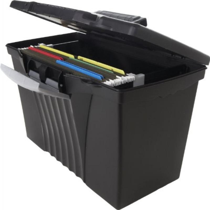 Storex Portable File Box with Organizer Lid, 17.13 x 9.63 x 11 Inches