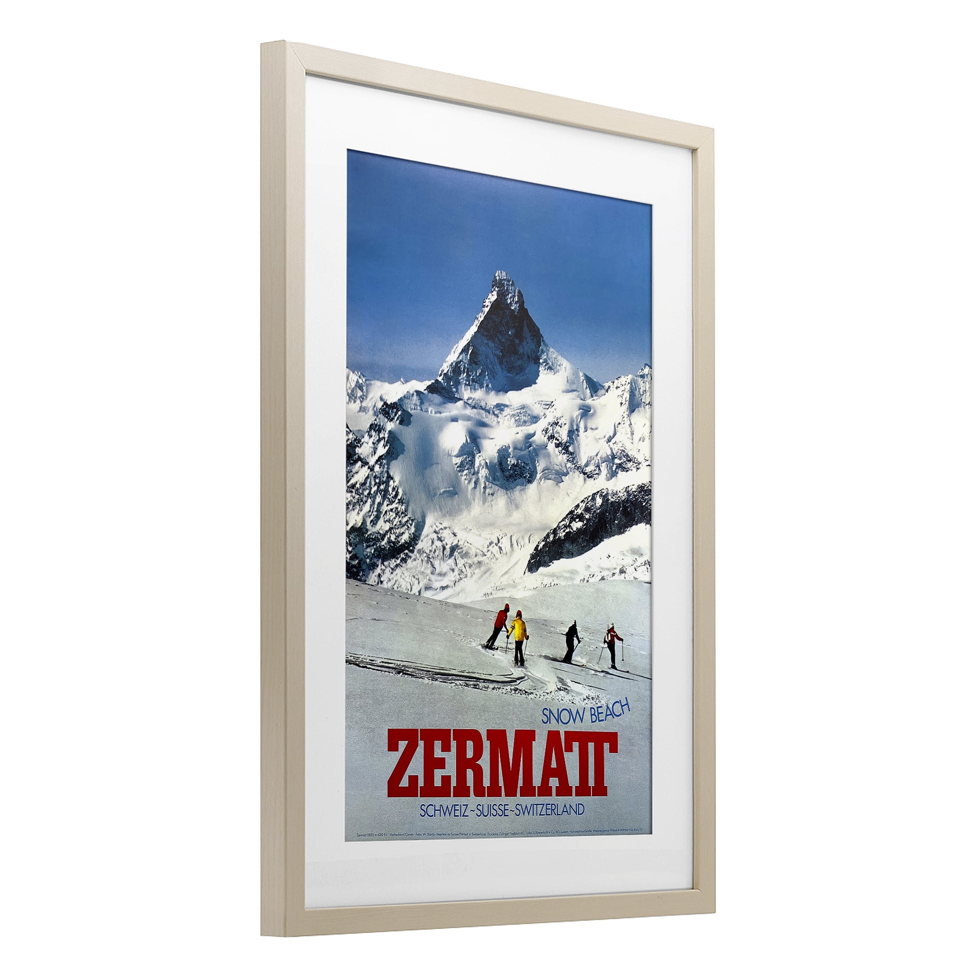 Stupell Industries Zermatt Snow Beach Birch Framed Print Under Glass, design by Vintage Posters