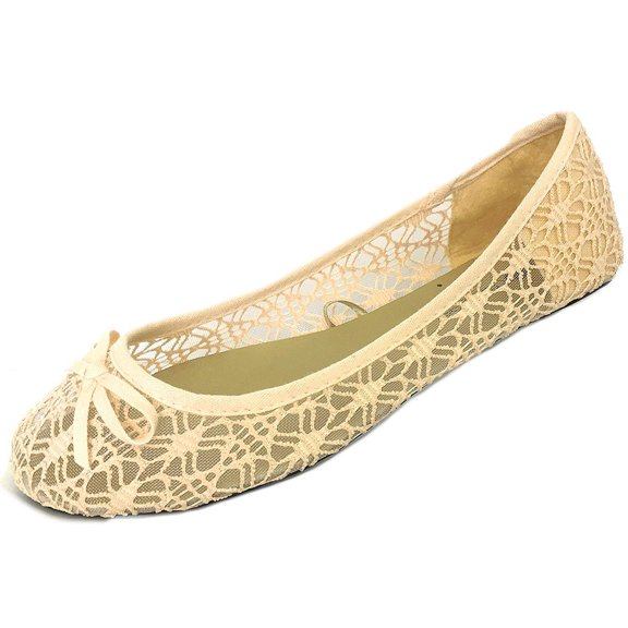 Womens Canvas Crochet Slip on Shoes Flats 5 Colors 5060 Nude 7/8