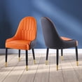 thumbnail image 7 of YesFashion Modern Dining Chair Set Of 2, Armrest Leather Upholstered Accent Dining Chair with Plastic Tube Plug for Kitchen Dining Room Living Room Apartment, 7 of 7