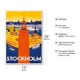 thumbnail image 2 of Stockholm - Sweden - Port of Stockholm and City Hall - Vintage Travel Poster by Iwar Donner c.1936 - Master Art Print (Unframed) 13in x 19in, 2 of 4