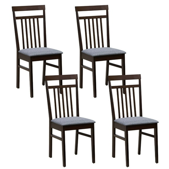 Gymax Upholstered Dining Chair Set of 4 Kitchen Armless Padded w/ Slanted Backrest