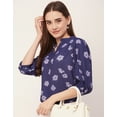 thumbnail image 5 of Moomaya Printed Puff Sleeve Tops, Band Collar, Semi-Formal Tops For Women, 5 of 9