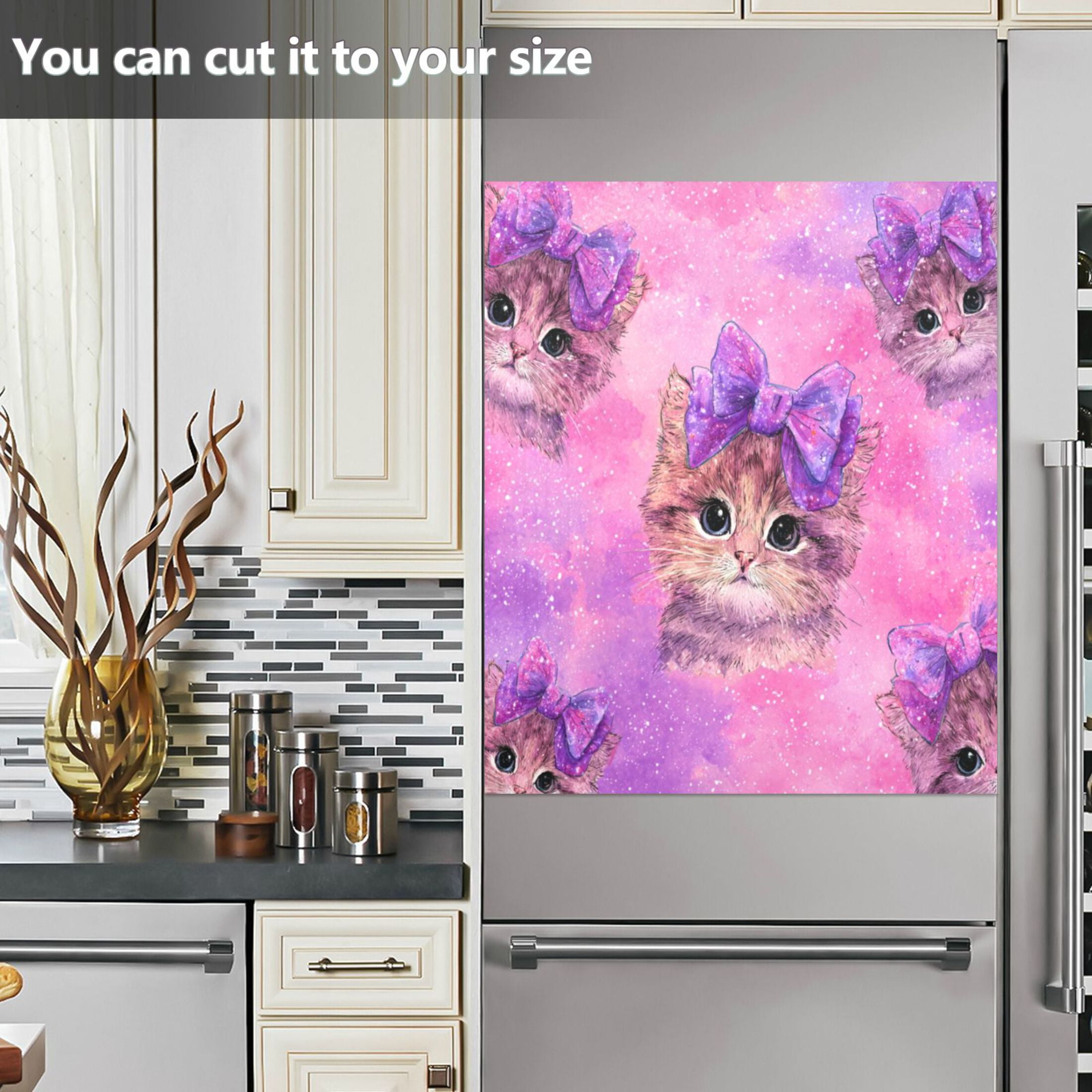 Dishwasher Magnetic Refrigerator Magnet Cover Sticker Home Decorative 23"x26" Adorable Orange Cat Pattern