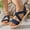 Blue, variant on Aloohaidyvio Womens Summer Dressy Low Wedge Heels Comfortable Slip on Casual Flat Sandals for Walking Vacation