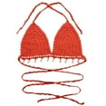 thumbnail image 3 of DHFJKG Swimsuit For Women Crochet Bikini Top Summer Fashion Beach Clothes Halter Side Tie Swimwear Top Hallow Out Bathing Suit Stylish Beachwear, 3 of 6