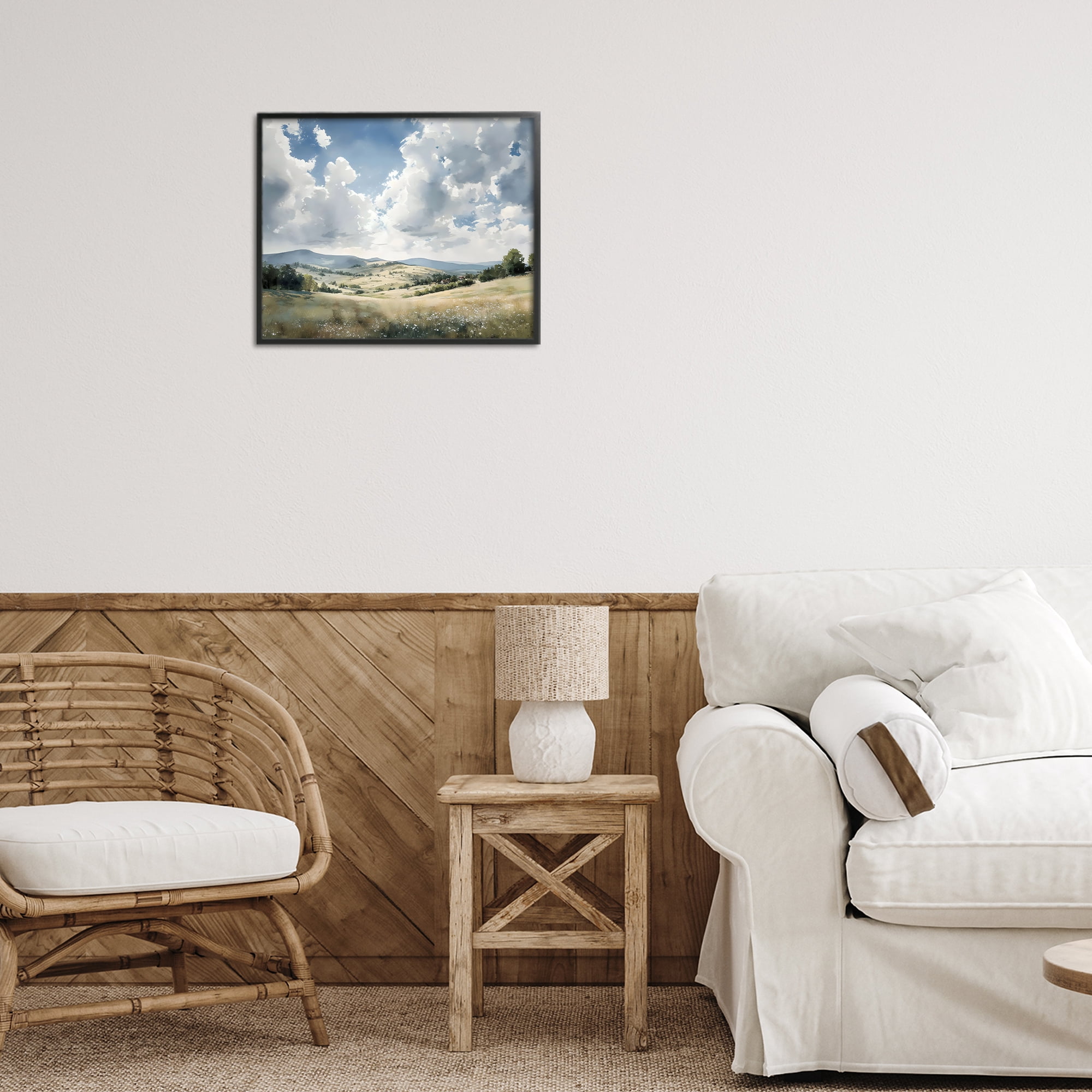 Stupell Industries Cloudy Hills Meadow Black Framed Giclee Art, design by Franklyn Gregory