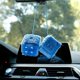 thumbnail image 2 of Par de espejos colgantes cuadrados retro (azul) Par de dados de peluche difusos con puntos para decoración de automóviles, 2 of 5