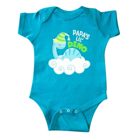 

Inktastic Papa s Lil Dino with Cute Blue Baby Dinosaur Gift Baby Boy or Baby Girl Bodysuit