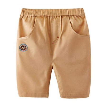 

Boys Mid-waist Elastic Waist Short Pants Khaki