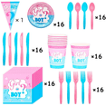thumbnail image 2 of Boy girl gender reveal boy or girl knife fork spoon paper cup paper plate tablecloth banner napkin suit - style：tissue；, 2 of 6