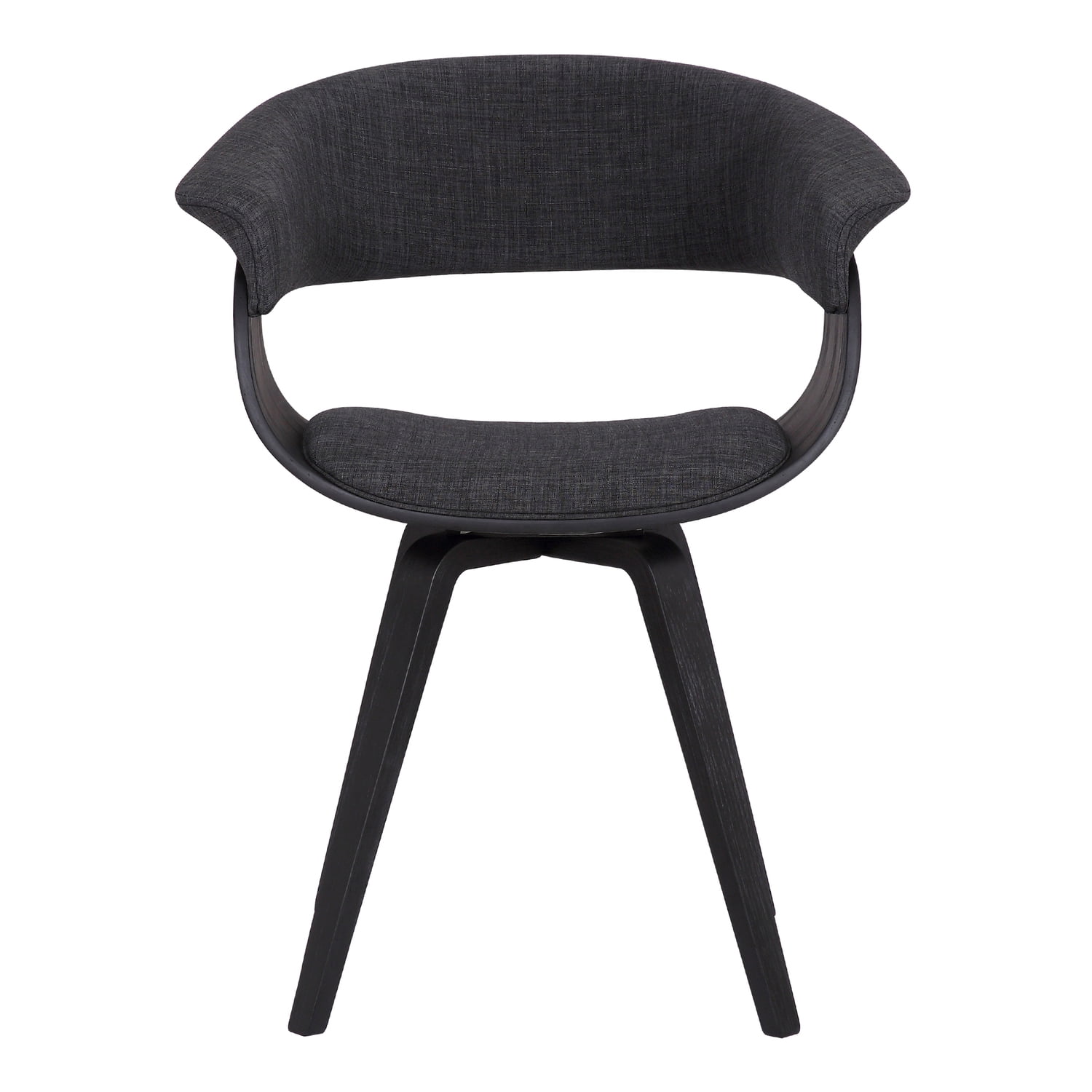 Summer Mid Century Modern Dining Accent Chair for Table Kitchen Desk Vanity in Charcoal Fabric and Black Wood Finish