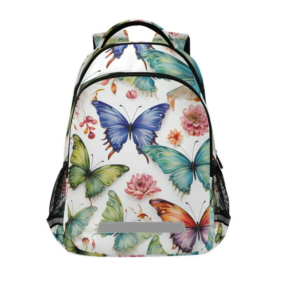 ALAZA Butterfly and Flower Backpack Elementary School Bag Bookbag Travel Rucksack