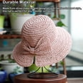 thumbnail image 3 of Qarigey Lady Summer Sombrero de paja Bowknot Floppy Wide Brim Sun Hats Playa Deporte Ahuecado Plegable De moda para damas adultas Sombreros Rosa M (56-58 cm), 3 of 6