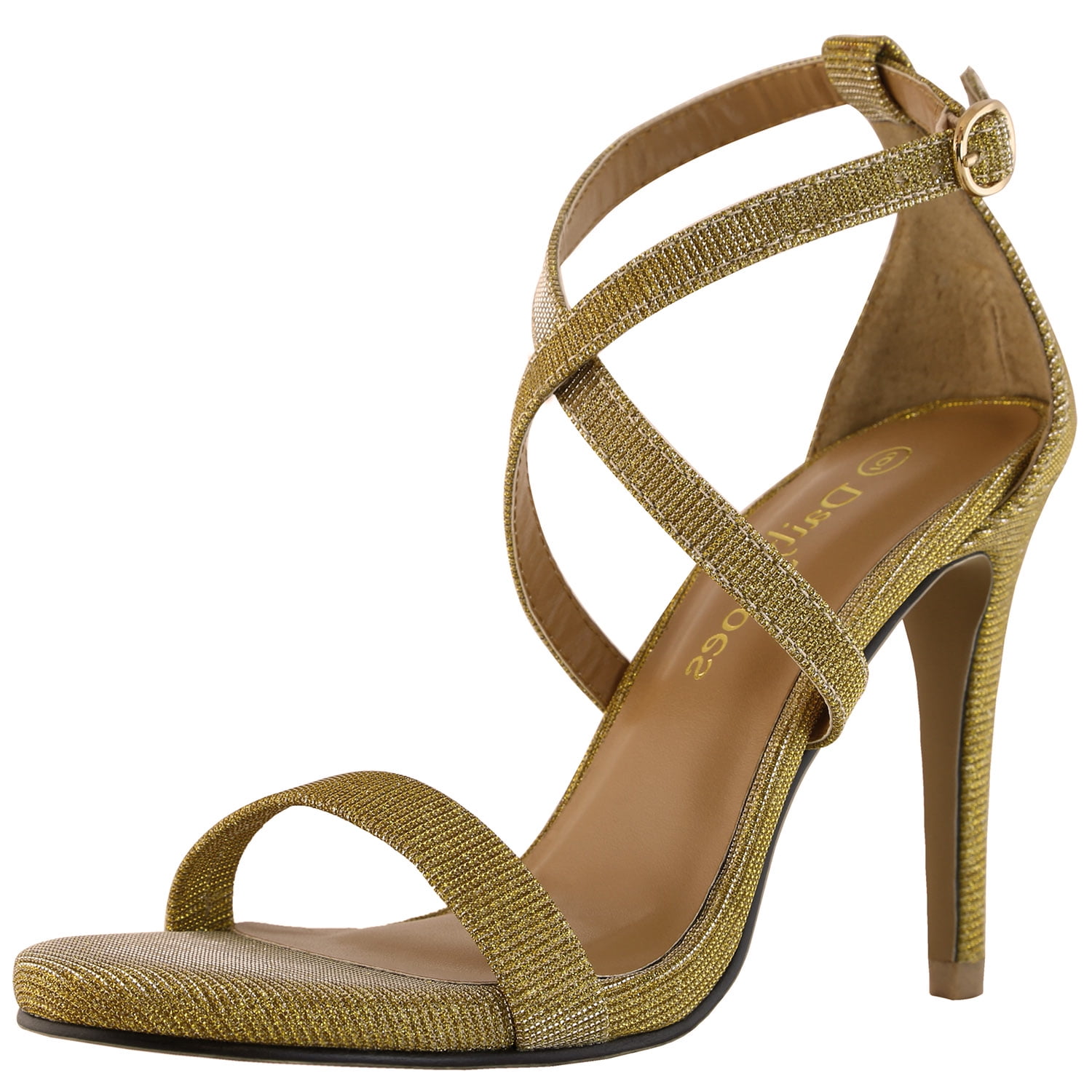 simple gold strappy heels