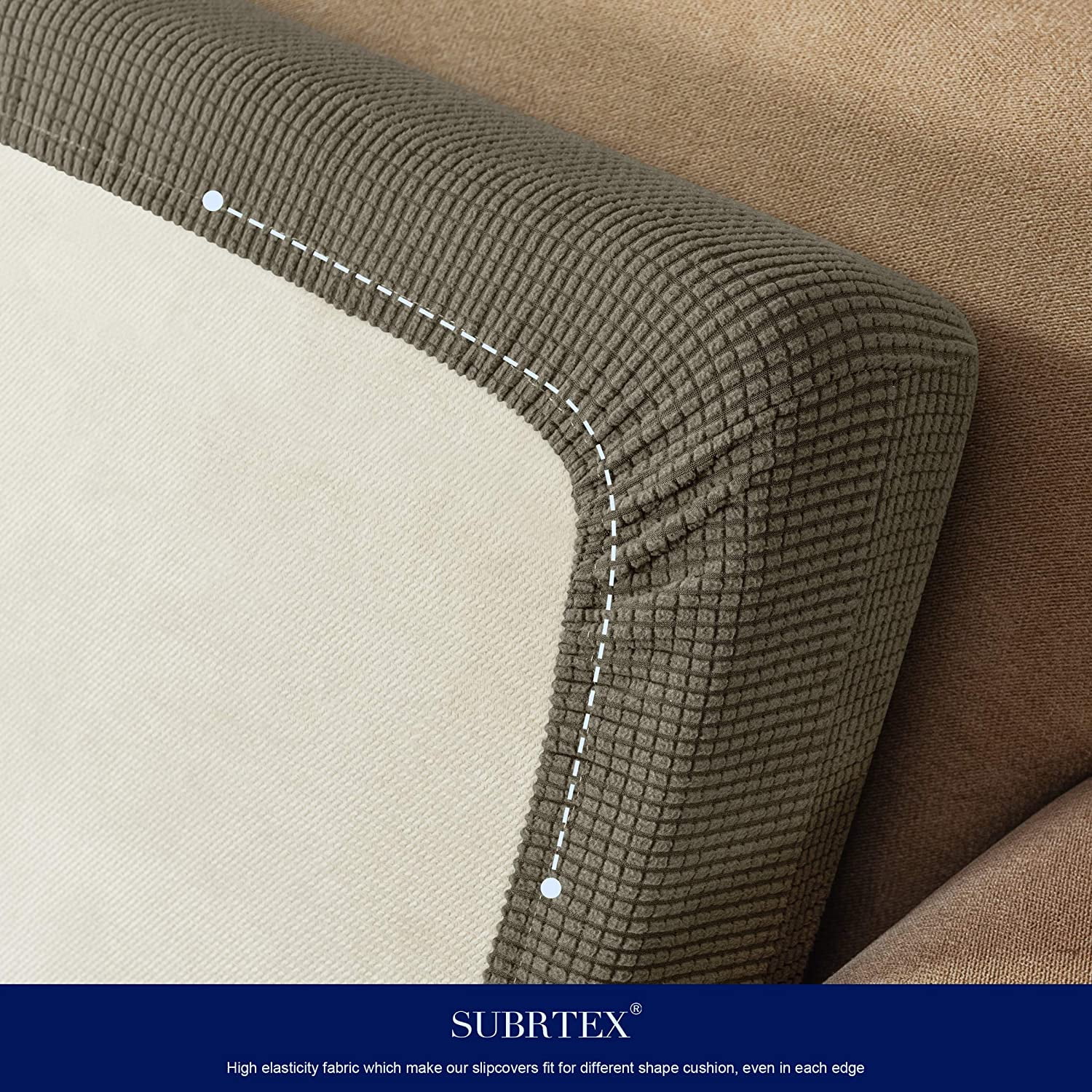 Subrtex Stretch Jacquard and Polyester Sofa Seat Cushion Cover, Ash Grey