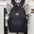 thumbnail image 4 of HAHUT Large Capacity Nylon Striped Backpacks for Women Men, Lightweight Multiple Pockets Schoolbag for College Travel Office Work & Daily Use (Black), 4 of 5