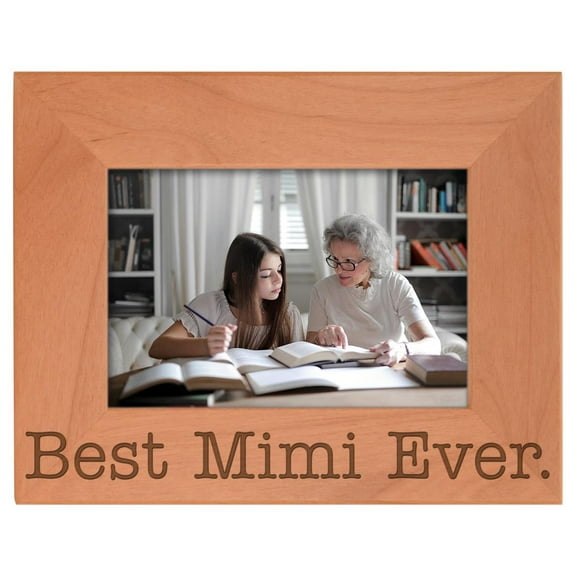 ThisWear Birthday Gift for Grandma Best Mimi Ever Natural Wood Engraved 4x6 Landscape Picture Frame