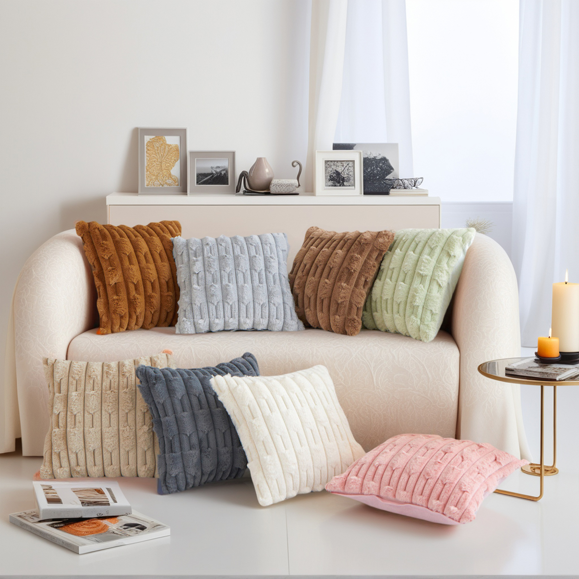 Unique Bargains Pack of 2 Throw Pillow Covers Luxury Soft Plush Cushion Case Green