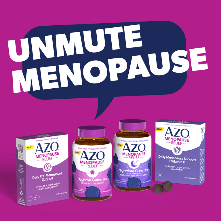 AZO Menopause Relief Daily Support + Vitamin D Supplement, Eases