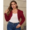 thumbnail image 3 of Yesfashion Women's Long Sleeve Cardigan Knit Sweaters Cropped Open Front Short Curved Cardigan, 3 of 6
