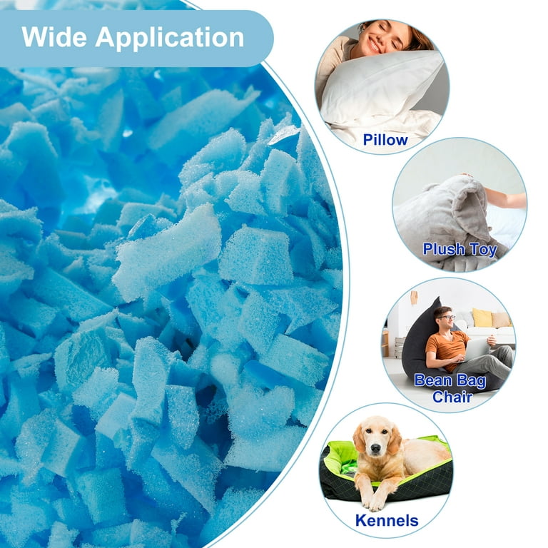 Uxcell Shredded Memory Foam Filling, 5 Pounds Bean Bag Filler Foam for Cushions, Sofas, Pillows and More Blue