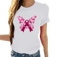 thumbnail image 2 of Odbmxy Summer Womens Tshirts Short Sleeve Breast Cancer Women's Tops Graphic Festival Casual White Cute Regular Tops, 2 of 4