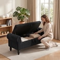 thumbnail image 3 of 55''W Corduroy Upholstered Storage Bench for End of Bed with Roller Arms, Bench with Storage for Queen Bed, 3 of 10