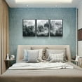 thumbnail image 5 of Black Framed Wall Art For Living Room Modern Decorations Bedroom Foggy Forest Trees Landscape Painting Office Decor Home Ready To Hang a Pictures Of 3 Piece Prints, 5 of 6