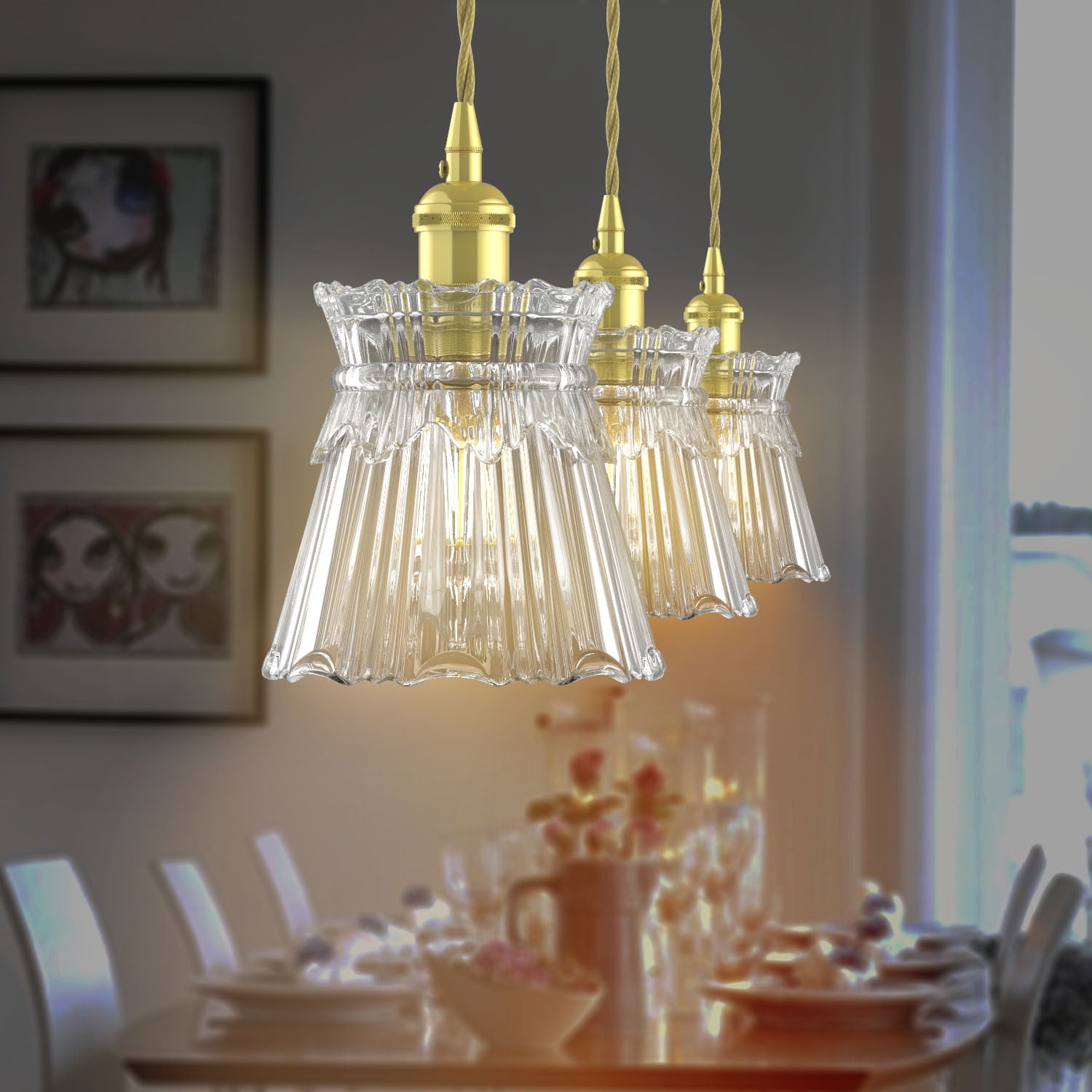 Elegant Choise Glass Pendant Light,Vintage LED Glass Pendant Light Fixtures,Vintage Hanging Ceiling Lights Fixture for for Kitchens,Dining Rooms,Bars,Cafes,Table,Hallway