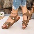 thumbnail image 5 of Cork Footbed Women's Summer Sandals, Open Toe Casual Walking Sandals, Women's Beach Outdoor Sandals, Women's Buckle Strap Sandals Cork Footbed Open Toe Adjustable Casual Summer Shoes, Brown 5.5, 5 of 6