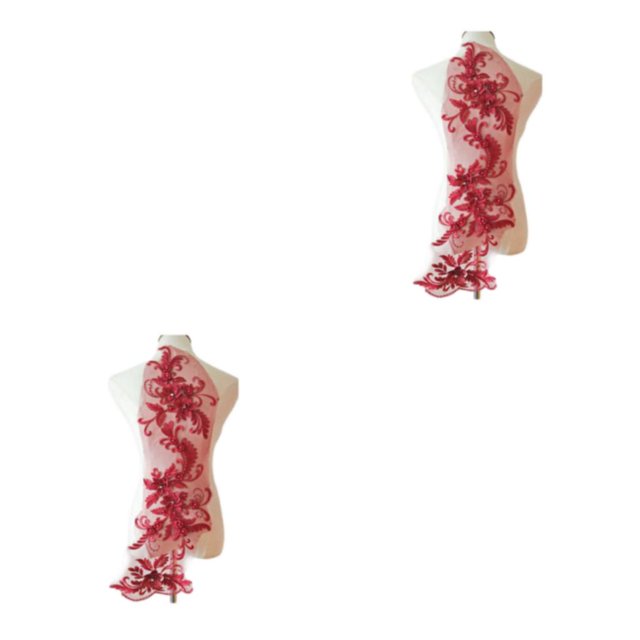 Guardoinrt Costumes With Unique Lace Applique Patch Beautiful Florals Applique Patch Wine red 2Set