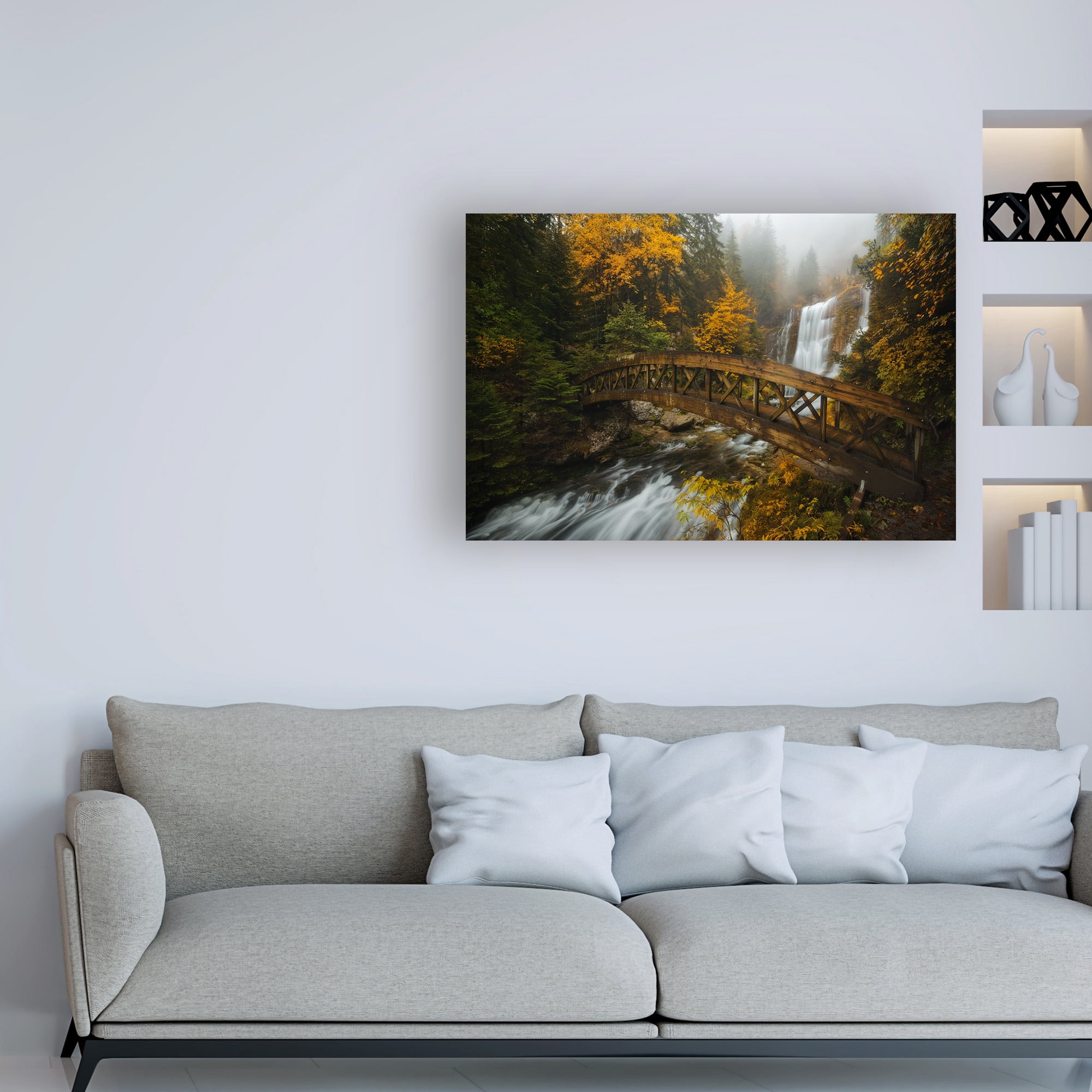 Trademark Fine Art 'A Bridge in the Forest' Canvas Art by Enrico Fossat