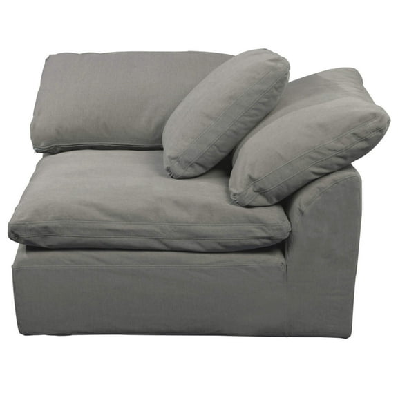 Modular Sectional Sofa Chair - 44" Square Slipcovered, Washable Fabric, Deep Seating, Gray Accent Armchair