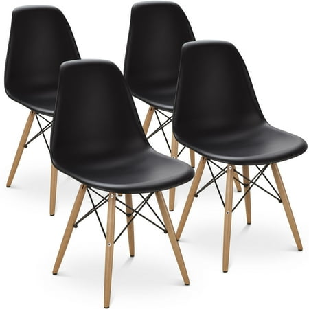 Gymax Set Of 4 Dining Chairs Mid Century Modern Style Solid Wood Leg Black Gymax Set Of 4 Dining Chairs Mid Century Modern Style Solid Wood Leg Black