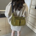 thumbnail image 3 of Bolso casual Likrtyny Bolso de lona para mujer hombro versátil gran capacidad color sólido Verde, 3 of 9