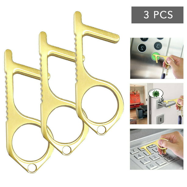 Contactless Edc Clean Key No Touch Door Opener And Brass Hand Tool 3 Pack Walmart Com