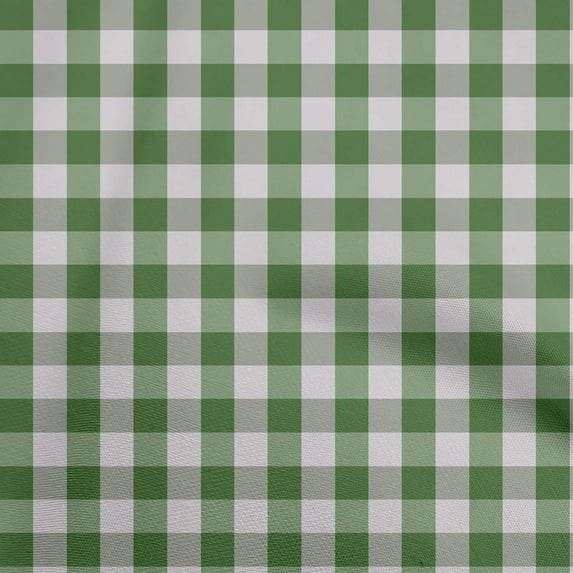 oneOone Cotton Poplin Green Fabric Check Sewing Material Print Fabric By The Yard 42 Inch Wide