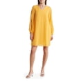 thumbnail image 5 of Tash + Sophie V-Neck Slit Long Sleeve Tie Back Solid Chiffon Dress-AMBER / XL, 5 of 21