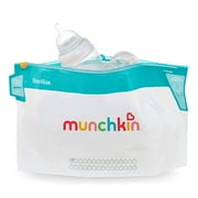 Munchkin Jumbo Microwave Bottle Sterilizer Bags, 180 Uses, 6 Pack, Eliminates up to 99.9% of Common Bacteria, White, Large (8" x 14")
