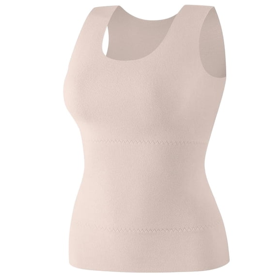 Sleeveless Fleece Thermal Top for Women - Cold Weather Warm Undershirt, Practical Base Layer & Thermal Underwear Tank Beige XXL