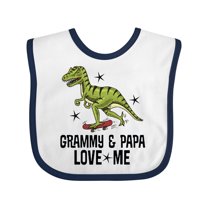 Inktastic Grammy and Papa Love Me Dinosaur Grandson Boys Baby Bib