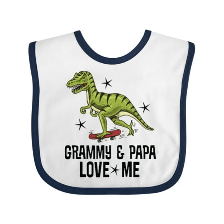 

Inktastic Grammy and Papa Love Me Dinosaur Grandson Gift Baby Boy Bib