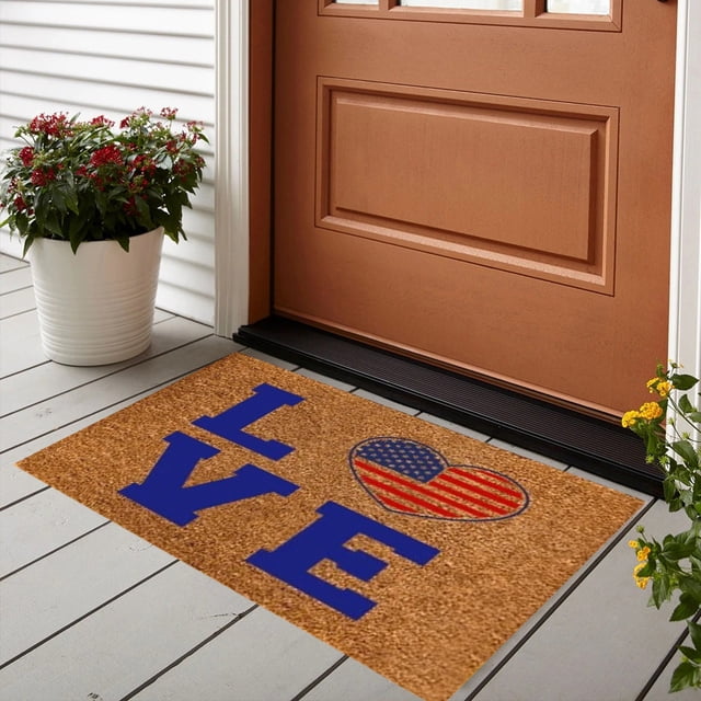 Amzcrzy Polyester Floor Mats Independence Day Non Slipss Doormat Patriotic Patterns Entrance Rug Durables Easys Clean Indoor Outdoor Entryway Floor Mat Foot Cushions Shoe Inserts Insoles Men