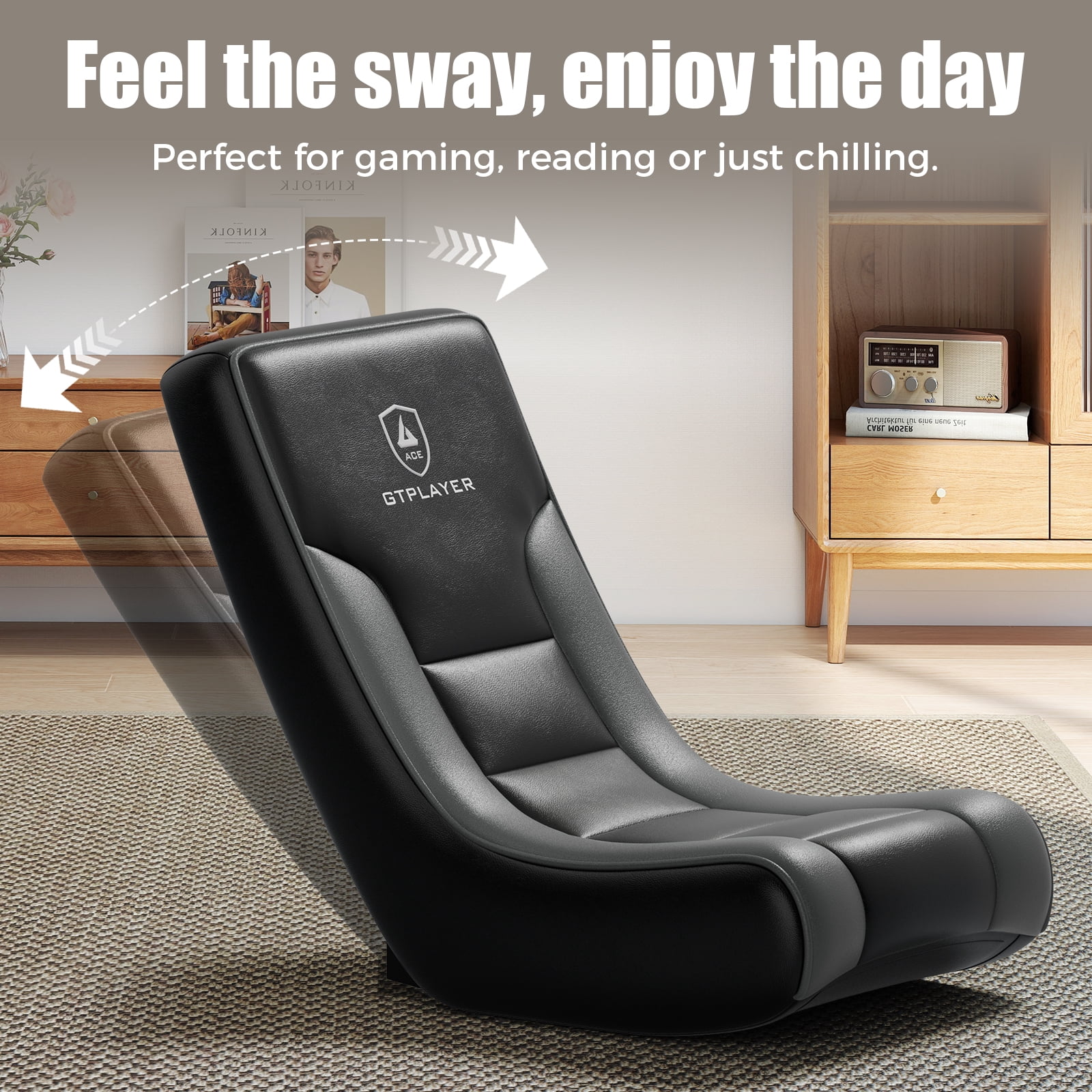 GTPLAYER Floor Rocker Gaming Chair，Black