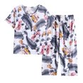 thumbnail image 2 of Puntoco Mujer Verano Casual Traje De Dos Piezas Pijamas Manga Corta Cuello Redondo Top/Camisa Conjunto Traje De Seda De Algodón Pijamas Cómodos Y Transpirables De Gran Tamaño Liquidación Puntoco Puntoco-165, 2 of 4