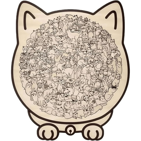 135-Piece Colored Cat Shaped Wooden Jigsaw Puzzle,Cats Shaped Wooden Puzzle,Wooden Jigsaw Puzzles for Adults,Wooden Cat Puzzles for Cats Lovers,Home Decor & Gift, Stress Relief Gift for Adults