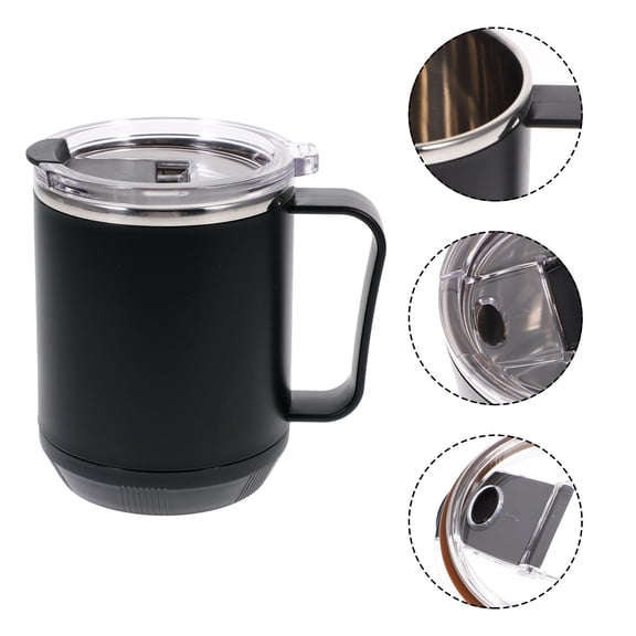 Raindrops Stainless Steel Coffee Mug with Lid for Home Use and Portable Black 8.5oz