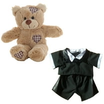 Plush Gear Brown Patches Bear 8" Stuffed Animal with Tuxedo - Adorable Plush Toy for Gifts