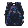 thumbnail image 4 of Xecao Starry Sky Meditating Chimpanzees Backpack, a stylish and functional choice for both men and women, is the perfect basic bookbag for college, work, or travel, 4 of 5